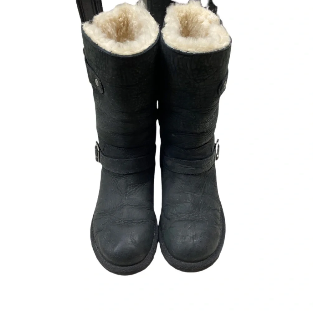 UGG Kensington black leather side buckles size 7 - Picture 8 of 8